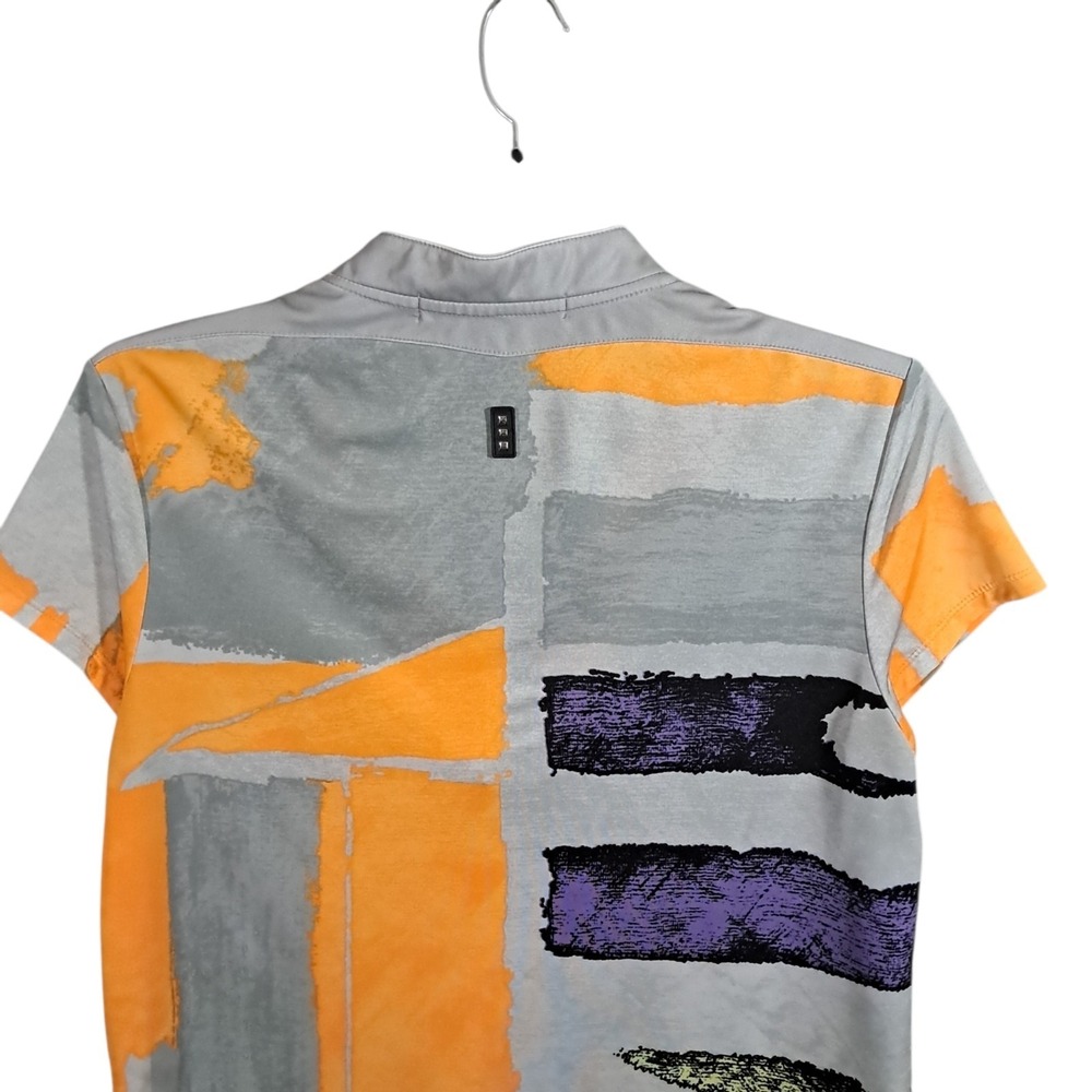 Jamie Sadock Short Sleeve Top Golf Shirt Women's Large Zipper Abstract Tennis - Picture 5 of 10